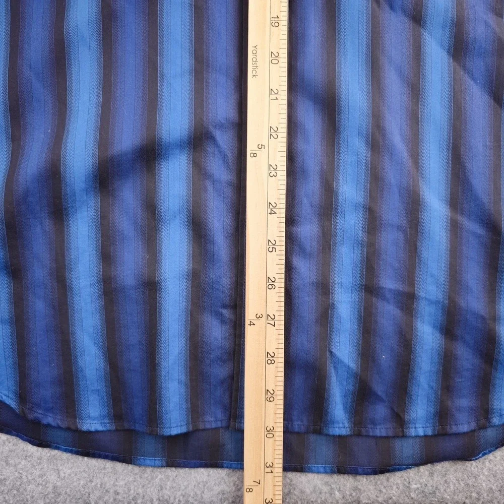 Bugatchi Shirt Mens XL Shaped Fit Blue Black Striped Long Sleeve Button Up